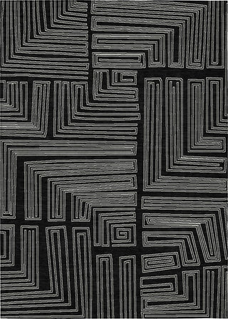 Piper Looms Chantille Geometric ACN1045 Black Machine Washable Area Rug main image