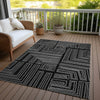 Piper Looms Chantille Geometric ACN1045 Black Machine Washable Area Rug Outdoor Lifestyle Image Feature