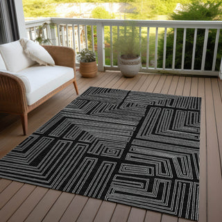 Piper Looms Chantille Geometric ACN1045 Black Machine Washable Area Rug Outdoor Lifestyle Image Feature