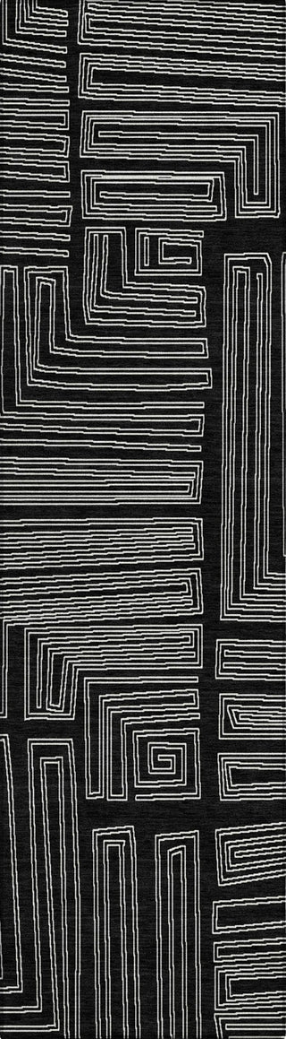 Piper Looms Chantille Geometric ACN1045 Black Machine Washable Area Rug Runner Main Image