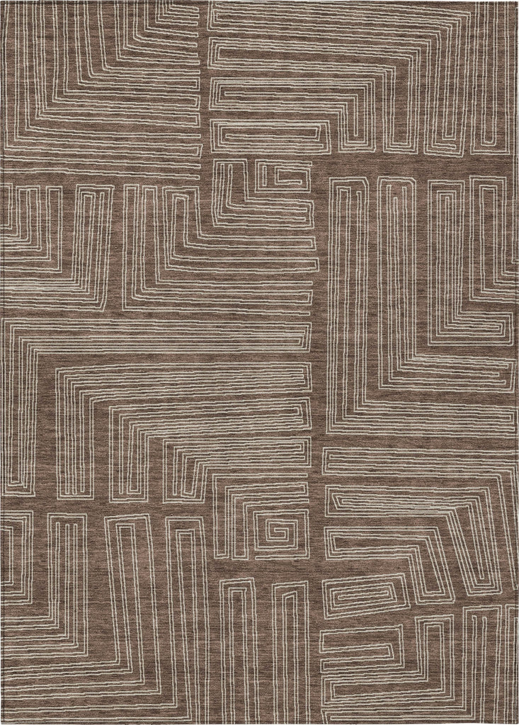 Piper Looms Chantille Geometric ACN1045 Brown Machine Washable Area Rug main image