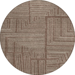 Piper Looms Chantille Geometric ACN1045 Brown Machine Washable Area Rug Round Main Image