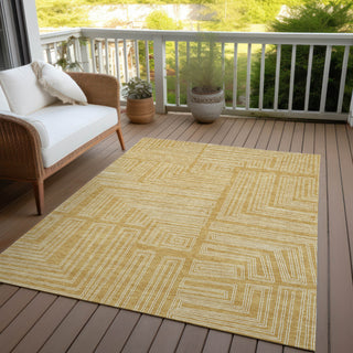 Piper Looms Chantille Geometric ACN1045 Gold Machine Washable Area Rug Outdoor Lifestyle Image Feature