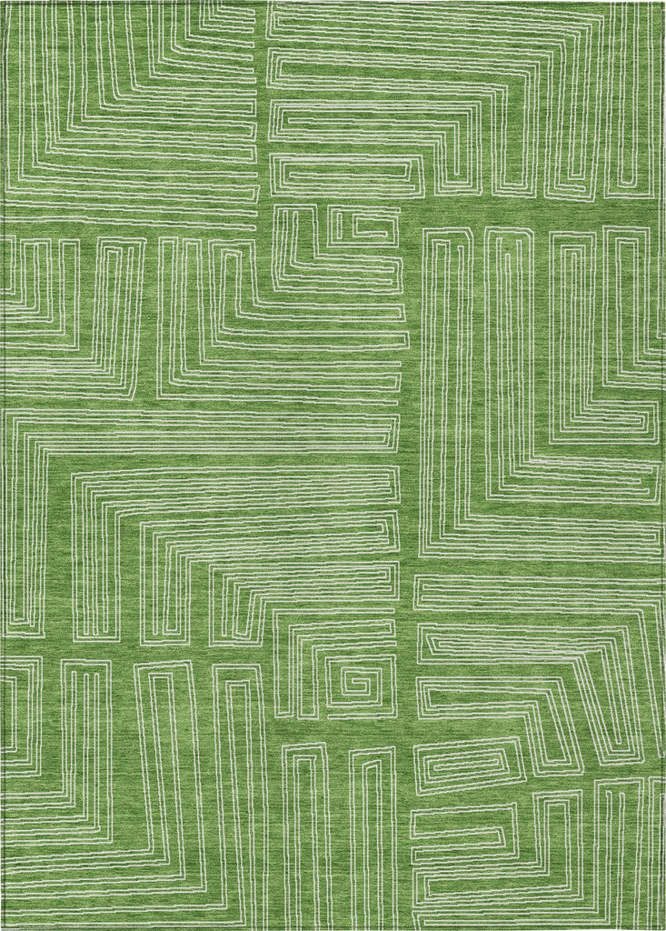 Piper Looms Chantille Geometric ACN1045 Green Machine Washable Area Rug main image