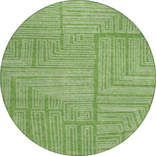 Piper Looms Chantille Geometric ACN1045 Green Machine Washable Area Rug Round Main Image