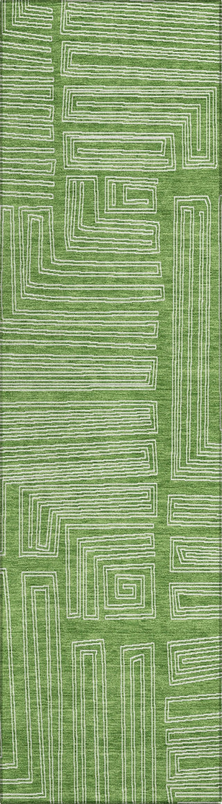 Piper Looms Chantille Geometric ACN1045 Green Machine Washable Area Rug Runner Main Image
