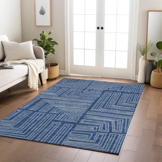 Piper Looms Chantille Geometric ACN1045 Navy Machine Washable Area Rug Lifestyle Image Feature