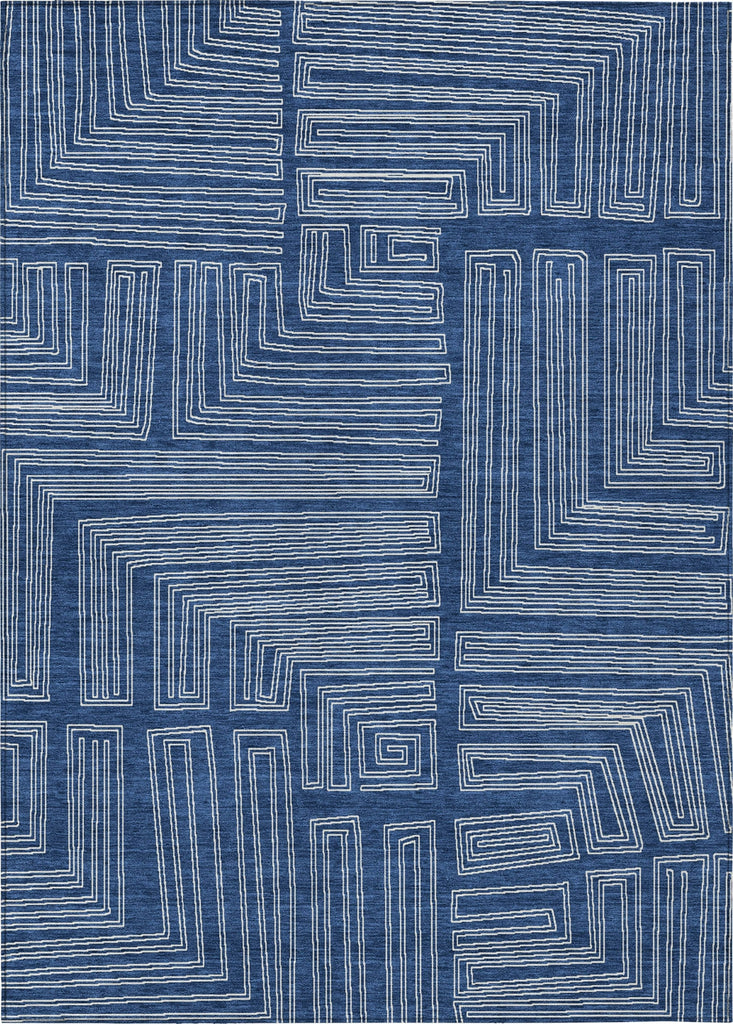 Piper Looms Chantille Geometric ACN1045 Navy Machine Washable Area Rug main image