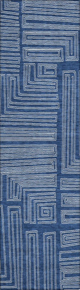 Piper Looms Chantille Geometric ACN1045 Navy Machine Washable Area Rug Runner Main Image