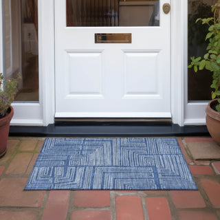 Piper Looms Chantille Geometric ACN1045 Navy Machine Washable Area Rug Scatter Outdoor Lifestyle Image Feature