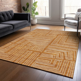 Piper Looms Chantille Geometric ACN1045 Paprika Machine Washable Area Rug Lifestyle Image Feature