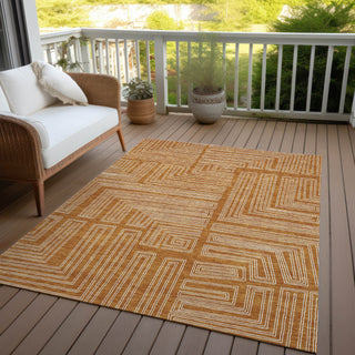 Piper Looms Chantille Geometric ACN1045 Paprika Machine Washable Area Rug Outdoor Lifestyle Image Feature