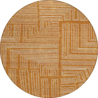 Piper Looms Chantille Geometric ACN1045 Paprika Machine Washable Area Rug Round Main Image