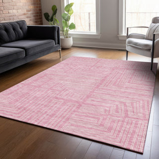 Piper Looms Chantille Geometric ACN1045 Pink Machine Washable Area Rug Lifestyle Image Feature