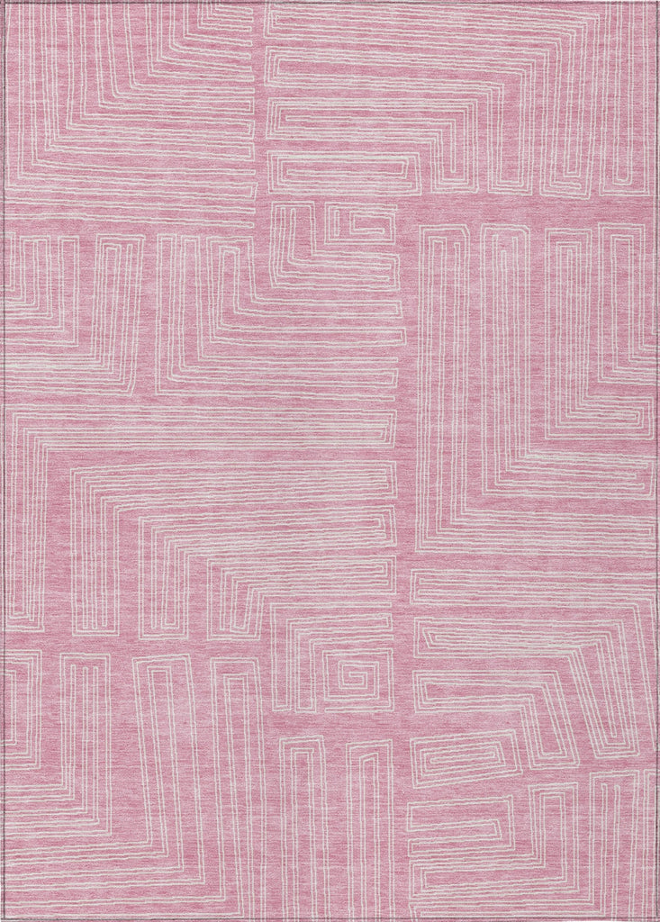 Piper Looms Chantille Geometric ACN1045 Pink Machine Washable Area Rug main image