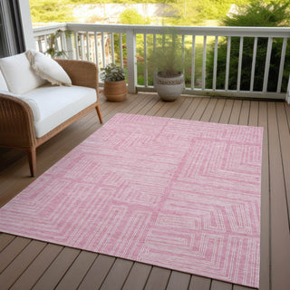 Piper Looms Chantille Geometric ACN1045 Pink Machine Washable Area Rug Outdoor Lifestyle Image Feature