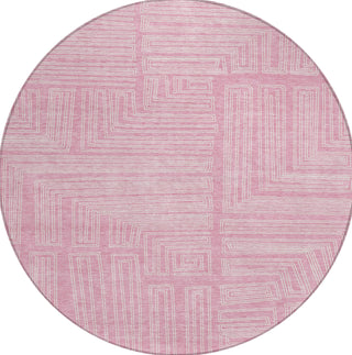 Piper Looms Chantille Geometric ACN1045 Pink Machine Washable Area Rug Round Main Image