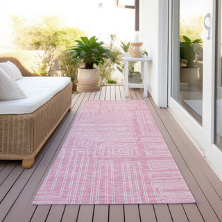 Piper Looms Chantille Geometric ACN1045 Pink Machine Washable Area Rug Runner Outdoor Lifestyle Image Feature