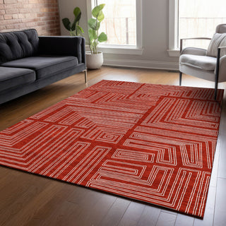 Piper Looms Chantille Geometric ACN1045 Red Machine Washable Area Rug Lifestyle Image Feature