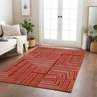 Piper Looms Chantille Geometric ACN1045 Red Machine Washable Area Rug Lifestyle Image Feature