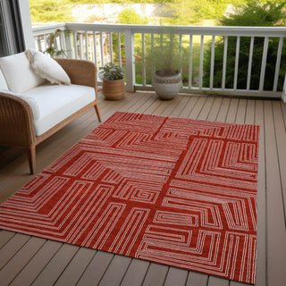 Piper Looms Chantille Geometric ACN1045 Red Machine Washable Area Rug Outdoor Lifestyle Image Feature