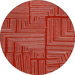 Piper Looms Chantille Geometric ACN1045 Red Machine Washable Area Rug Round Main Image