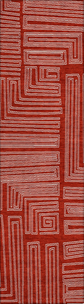 Piper Looms Chantille Geometric ACN1045 Red Machine Washable Area Rug Runner Main Image