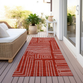 Piper Looms Chantille Geometric ACN1045 Red Machine Washable Area Rug Runner Outdoor Lifestyle Image Feature