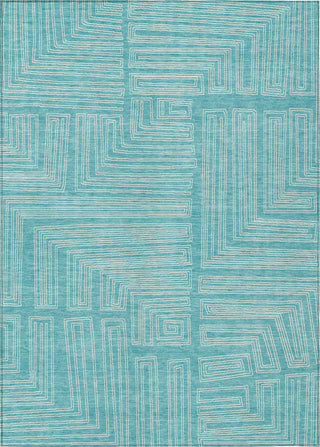 Piper Looms Chantille Geometric ACN1045 Turquoise Machine Washable Area Rug main image
