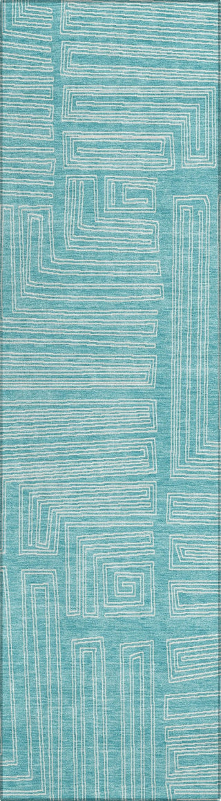 Piper Looms Chantille Geometric ACN1045 Turquoise Machine Washable Area Rug Runner Main Image
