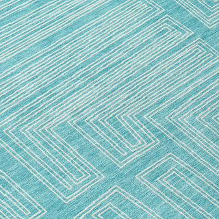 Piper Looms Chantille Geometric ACN1045 Turquoise Machine Washable Area Rug Swatch Image