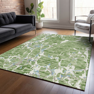 Piper Looms Chantille Stripes ACN1046 Aloe Machine Washable Area Rug Lifestyle Image Feature