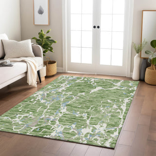 Piper Looms Chantille Stripes ACN1046 Aloe Machine Washable Area Rug Lifestyle Image Feature