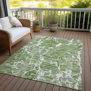 Piper Looms Chantille Stripes ACN1046 Aloe Machine Washable Area Rug Outdoor Lifestyle Image Feature
