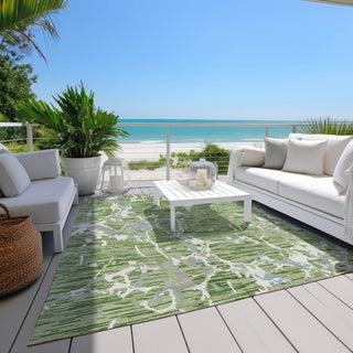 Piper Looms Chantille Stripes ACN1046 Aloe Machine Washable Area Rug Outdoor Lifestyle Image Feature