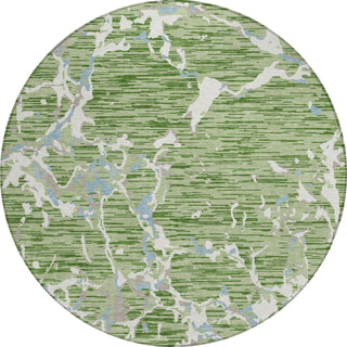 Piper Looms Chantille Stripes ACN1046 Aloe Machine Washable Area Rug Round Main Image