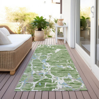Piper Looms Chantille Stripes ACN1046 Aloe Machine Washable Area Rug Runner Outdoor Lifestyle Image Feature