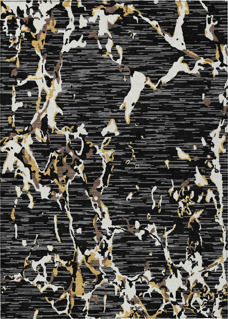 Piper Looms Chantille Stripes ACN1046 Black Machine Washable Area Rug main image