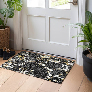 Piper Looms Chantille Stripes ACN1046 Black Machine Washable Area Rug Scatter Lifestyle Image Feature