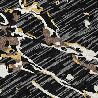 Piper Looms Chantille Stripes ACN1046 Black Machine Washable Area Rug Swatch Image