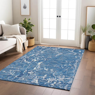 Piper Looms Chantille Stripes ACN1046 Blue Machine Washable Area Rug Lifestyle Image Feature