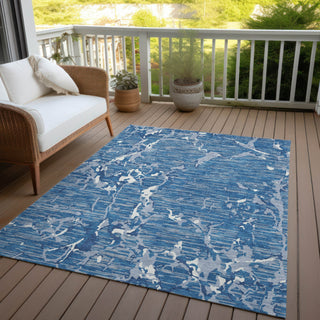 Piper Looms Chantille Stripes ACN1046 Blue Machine Washable Area Rug Outdoor Lifestyle Image Feature