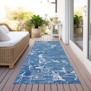 Piper Looms Chantille Stripes ACN1046 Blue Machine Washable Area Rug Runner Outdoor Lifestyle Image Feature