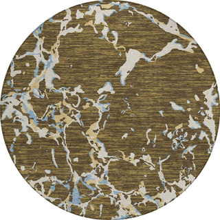 Piper Looms Chantille Stripes ACN1046 Coffee Machine Washable Area Rug Round Main Image