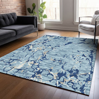 Piper Looms Chantille Stripes ACN1046 Denim Machine Washable Area Rug Lifestyle Image Feature