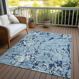 Piper Looms Chantille Stripes ACN1046 Denim Machine Washable Area Rug Outdoor Lifestyle Image Feature