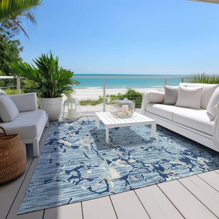 Piper Looms Chantille Stripes ACN1046 Denim Machine Washable Area Rug Outdoor Lifestyle Image Feature