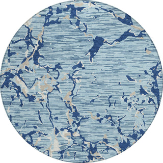 Piper Looms Chantille Stripes ACN1046 Denim Machine Washable Area Rug Round Main Image