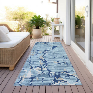 Piper Looms Chantille Stripes ACN1046 Denim Machine Washable Area Rug Runner Outdoor Lifestyle Image Feature