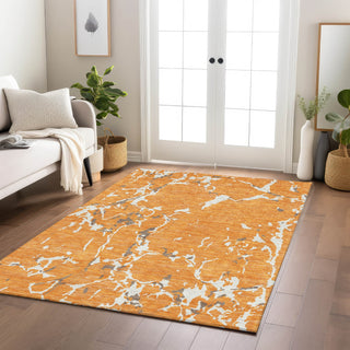Piper Looms Chantille Stripes ACN1046 Orange Machine Washable Area Rug Lifestyle Image Feature